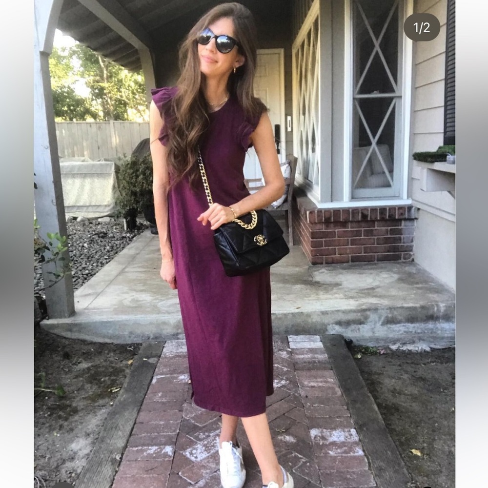 Sundry ruffle sleeve tank dress